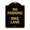 Signmission Designer Series Sign-No Parking Bike Lane, Black & Gold Aluminum Sign, 18" x 24", BG-1824-23758 A-DES-BG-1824-23758 - alternate 1